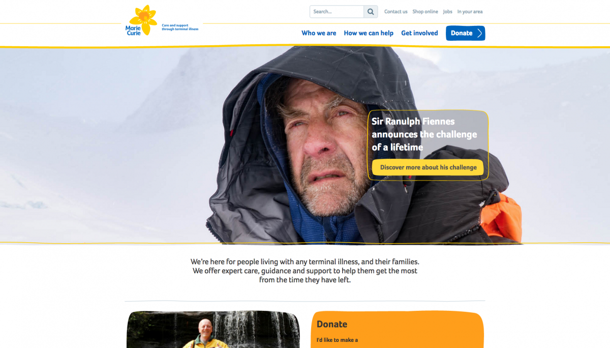 Marie Curie Homepage Screenshot