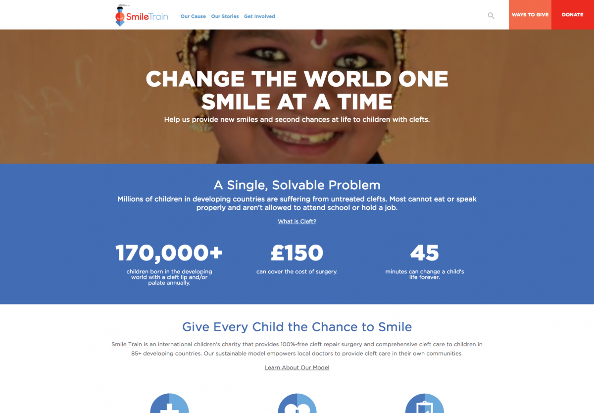 Smile Train Homepage Screenshot