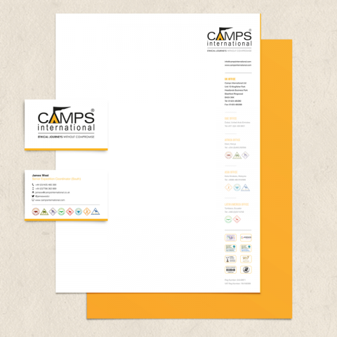 Camps International Print Stationery Design