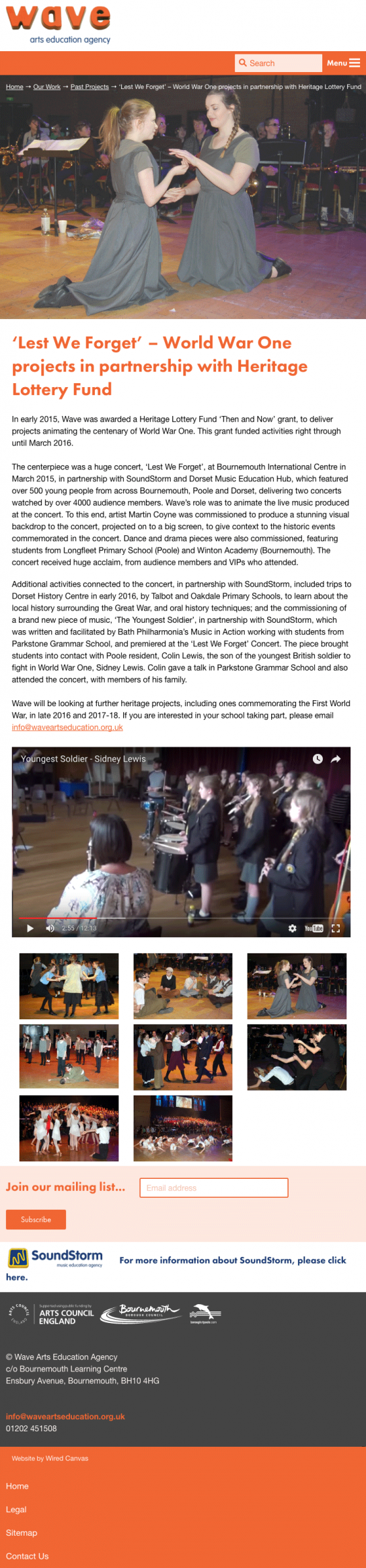 Wave Arts Website Tablet Design