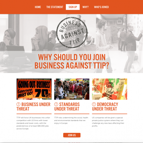 Business Against TTIP Campaign Microsite Design