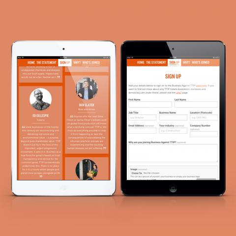 Business Against TTIP Campaign Microsite Design